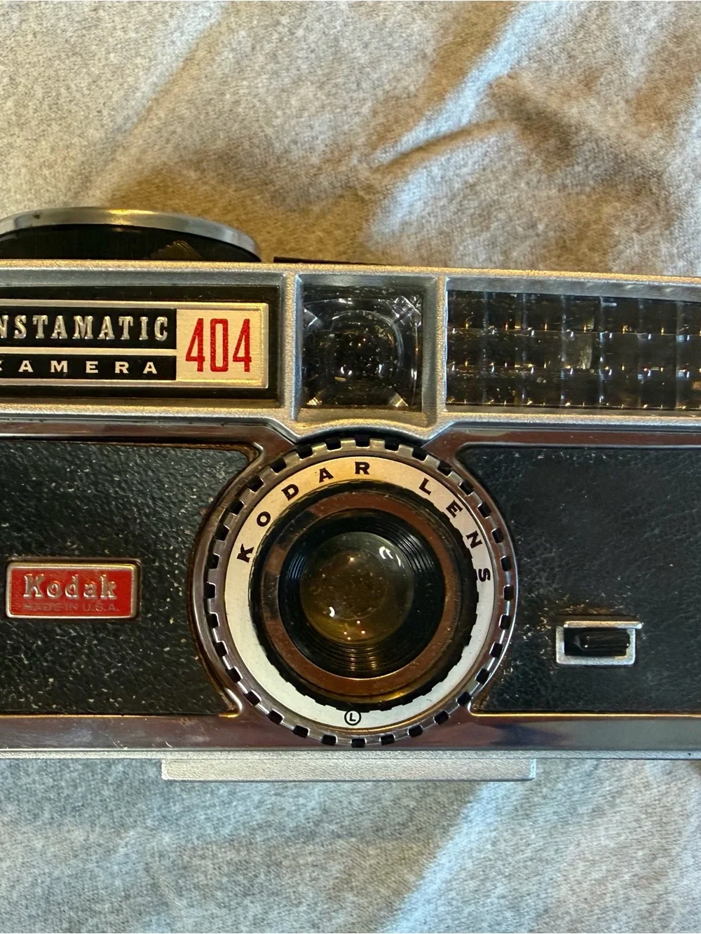 Kodak Instamatic 404 Camera in Silver and Black with Yellow Box